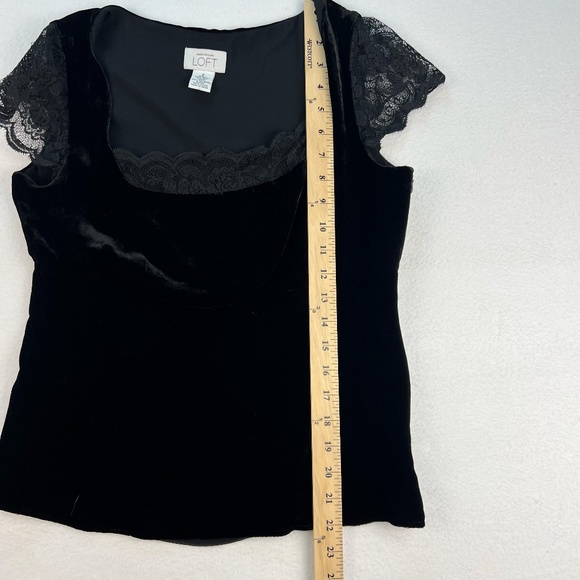 Y2K Loft Black Velvet Babydoll Top Silk Lace Whimsigoth Romantic Feminine Vamp 8 - Picture 11 of 11